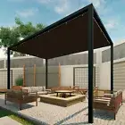 PATIO 6-12FT Brown Sun Shade Sail Straight Edge UV Canopy Awning Yard Rectangle