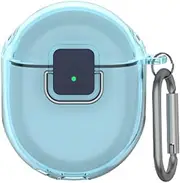 [VAEKNVG] [Upgrade Lock] Case for Google Pixel Buds Pro 2, Shock-Absorbing Protective Armor Cover for Pixel Buds Pro 2 Accessories, TPU Hard Shell with Carabiner (Clear Blue)