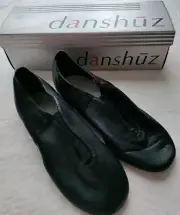 Danshuz New Black Leather with Elastic Jazz Gymnastics Shoes Split Sole Size 4