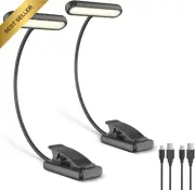 Rechargeable Book Lights Reading Bed 3 Color 10 Brightness Clip 2 Pack