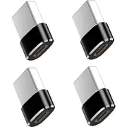 4 Pack USB A 3.0 to USB C Adapter Charger Converter for Apple Watch Ultra iWatch, iPhone, AirPods, iPad Air, Samsung Galaxy - Black