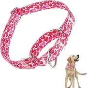 Valentine's Day Martingale Dog Collar,Cute Heart with Quick Release Dog Training Collars for Small Medium Large Dogs(Pink Heart L）