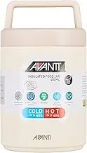 Avanti Insulated Food Jar with Nested Condiments Container and Leakproof Screw Top Lid with Handle, 480ml, Sand Dune