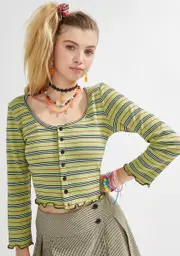 [dELiA*s by Dolls Kill] Throwback Ringing Striped Cardigan