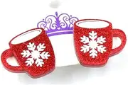 [WEAV] Christmas Stud Earrings Cute Cup Gloves Snowflakes Earrings Laser Cut Red Glitter Acrylic Earrings