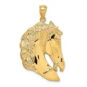 14k Yellow Gold Horse Head w/Long Mane Charm