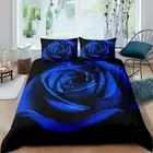 Day Duvet Cover Set Twin Size Royal Blue Rose Floral Bedding Set for Her Kids