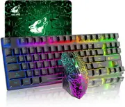 Wireless Gaming Keyboard Mouse Combo Mechanical feel Rainbow LED Lighting PC PS4