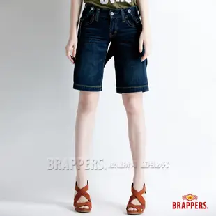 BRAPPERS 女款 吊帶褲系列-女用吊帶五分褲--藍