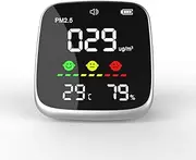 Portable USB Rechargeable PM2.5 Detector Multifunctional Thermohygrometer Home Air Detector Indoor Air Quali Analyzer Household Air Pollution Black & White