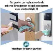 TWO NEW SANITARY TOOLS 3 in 1 NO Contact Door Opener Phone Stand Button Pusher
