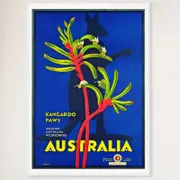 Galrie Vintage Western Australian Kangaroo Paws Travel Poster for Home Decor, White Frame, A2 42 x 60cm (16 x 24inch)