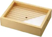 YAMACO Sushi Netabako Topping Box with Acrylic Lid Plain Wood Large 35585 Japan