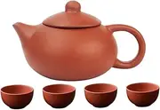 BRIGHTFUFU 1Set Portable Antique Teapot Kit with Cups Home Teaware for Tea Lovers for Office Present and Tea Tasting