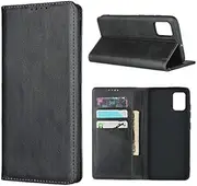 [Cavor] for Samsung Galaxy A51 Case,Cowhide Pattern Leather Case Magnetic Wallet Cover with Card Slots(6.5") -Black