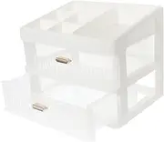 Alipis Transparent Drawer Type Desktop Organizer Makeup and Skincare Storage Case with Upper Compartment for Desktop Storage Cabinet