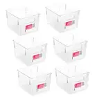 6 x Clear Plastic Storage Container Medium Kitchen Fridge Pantry Organiser Box