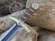 Ornate knight Templar Sword Hand Forged Carbon Steel 12th Century Medieval Sword