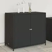 Garden Storage Cabinet Black 83x45x76 cm Poly Rattan,Outdoor Storage Boxes 9.8KG-365543