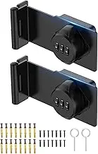 Cabinet Password Hasp Locks, 90 Degree Barn Door Lock, Household Security Combination Latch Lock for Locker, Fence, Bathroom, Outdoor, Garden (Black-2PCS)