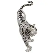 Silver with Black Stripes Tiger on the Prowl Brooch Pin - PRA042