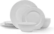 Mikasa Levi Bone China Lightweight Chip Resistant 12 Piece Dinnerware Set, Service for 4
