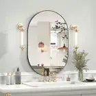 Oval Mirror, 75Cm×50Cm Oval Bathroom Mirror, Metal Frame Mirror, Vertically Uniq