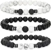 [Generic] Mens Beaded Bracelets Matte Lava Rock Volcanic Stone Beads for Women Stretch Bracelet Fashion Jewelry