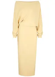 Khaite June Draped Woven Midi Dress - Cream - 8 8