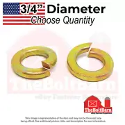 3/4" Grade 8 Split Lock Washers Zinc Yellow USA Made (Pick Quantity)