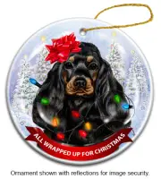 Cocker Spaniel All Wrapped Up For Christmas Holiday Ornament