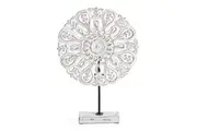 Willow & Silk Handmade Wooden 45cm Whitewash Mandala Plaque Table Decor/Statue