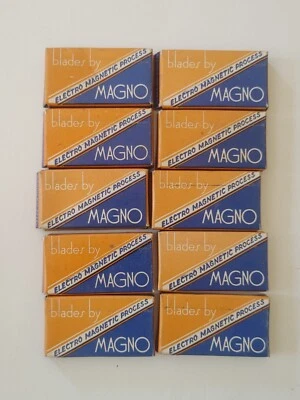 VINTAGE NOS LOT (10) VINTAGE MAGNO DOUBLE EDGE RAZOR BLADE PACKS