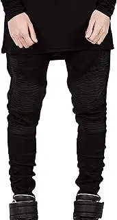 [SWJGLITTR] Men's Regular Fit Flex Jeans Biker Deco Washed Denim Pants Slim Fit Motorcycle Skinny Jean