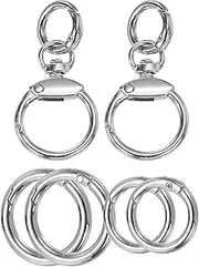 uxcell 2 Pcs Metal Swivel Clasps Key Chain O Ring Keyrings Round Spring Snap Keychain Hook Clip for Chains Extender Handicrafts Keys Lanyards Jewelry Findings, Silver Tone