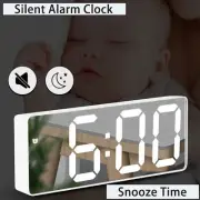 Digital Alarm Clocks Night Light Display Mirror Lamp USB Thermometer Display