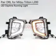 For Mitsubishi Triton L200 19-21 LED DRL Fog Lamp Daytime Running Light w/ Turn
