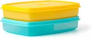 Tupperware Slim Divided Lunch Container (Set of 2), Yellow & Blue