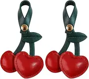 [Quadafy] 18K Gold Plated Cherry Keychain, Cherry Purse Charm Made of Metal Hardware and Glittering Resin, Cherry Charm