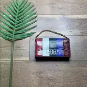 Tory Burch Women's Savannah Striped Multicolor Chain Flat Wallet