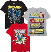 [DC Comics] Kids' Batman, Superman, Justice League 3 Pack T-Shirt Bundle Set