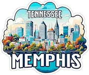 Memphis Sticker Tennessee Weatherproof Vintage Decal Vinyl Small Waterproof for Water Bottle Mug Passport Book Scrapbook Notebook Laptop Tumbler Skateboard Computer Phone Size 4" Funny Gift