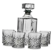 Fifth Avenue Islay Whiskey Decanter and Glass Set, 7-Piece Set for Liquor,
