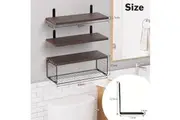 Vibe Geeks Wall Organizer with Basket - Stylish and Space-saving Wall Mounted Shelves - Wood