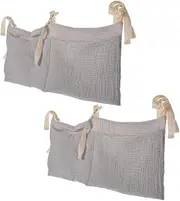 Vaguelly Nappy Bag Organiser 2pcs Baby Stroller Hanging Bag Crib Storage Bag Cotton Organizer for Nursery Diaper Toy Storage Bag