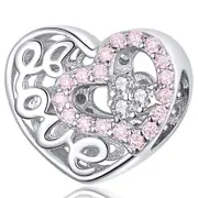 Solid 925 Sterling Silver Pinky Love CZ Charm