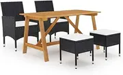 5 Piece Garden Dining Set Black,Outdoor Furniture Sets-3068743