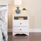 White Finish Wooden Nightstand Bedside Table 2 Drawer End Side Storage Bedroom