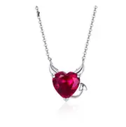Silver Devil Heart Pendant Necklace