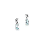 Sterling Silver Rhodium Plated Diamond u0026 Sky Blue Topaz Oval Earrings